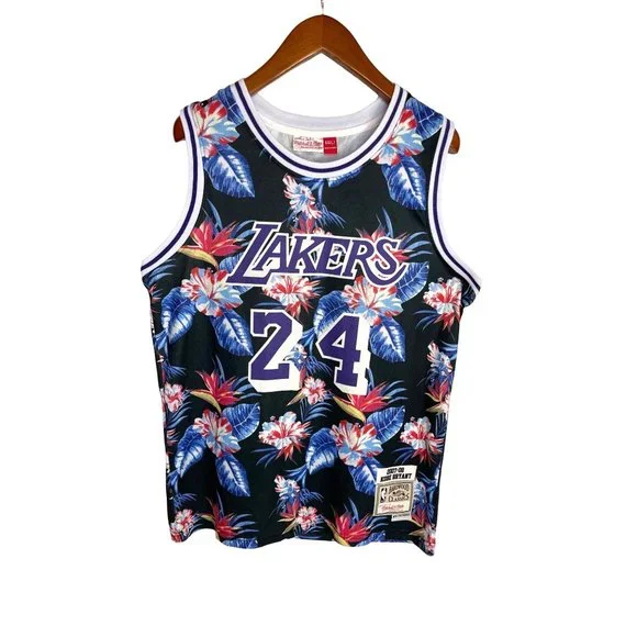 Kobe Bryant 24 LA Lakers Jersey Size 44 L Mens Floral Mitchell Ness Basketball - Picture 8 of 8